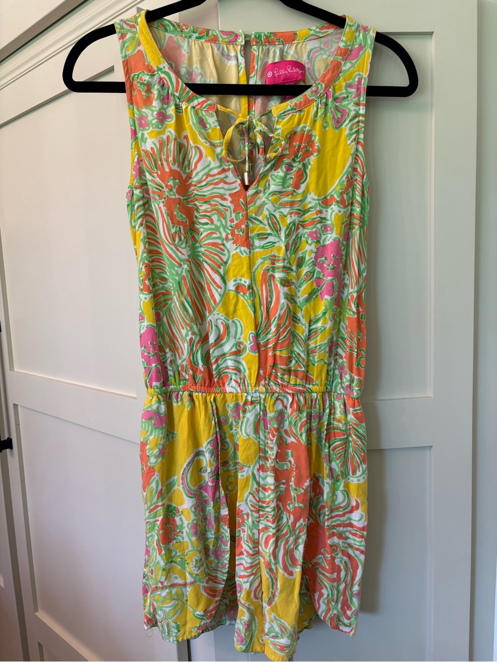 Lilly Pulitzer "Happy Place" Tropical Romper Drop Waist Beach Maximalist Size XS